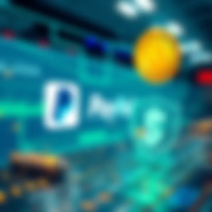 A digital representation of exchanging PayPal funds for Solana cryptocurrency, showing a PayPal logo and Solana symbol in a secure transaction environment.