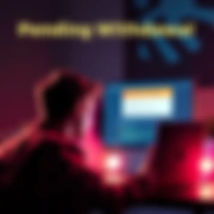 A frustrated person looking at their computer with a pending withdrawal notification on the screen