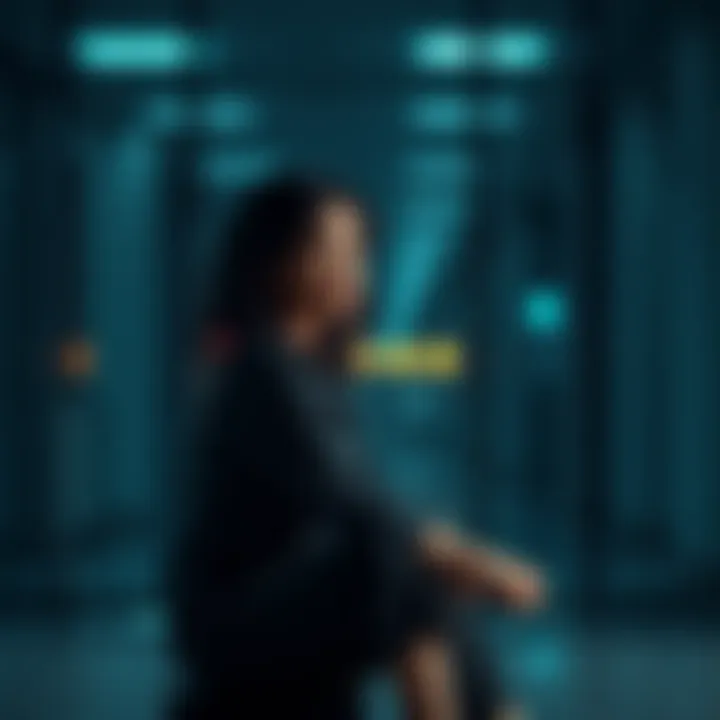 A woman named Penelope sitting alone, looking contemplative with a worried expression, symbolizing personal fears in modern culture.