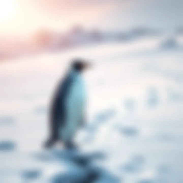 A solitary penguin walking along a snowy path, symbolizing individuality and confidence in its journey