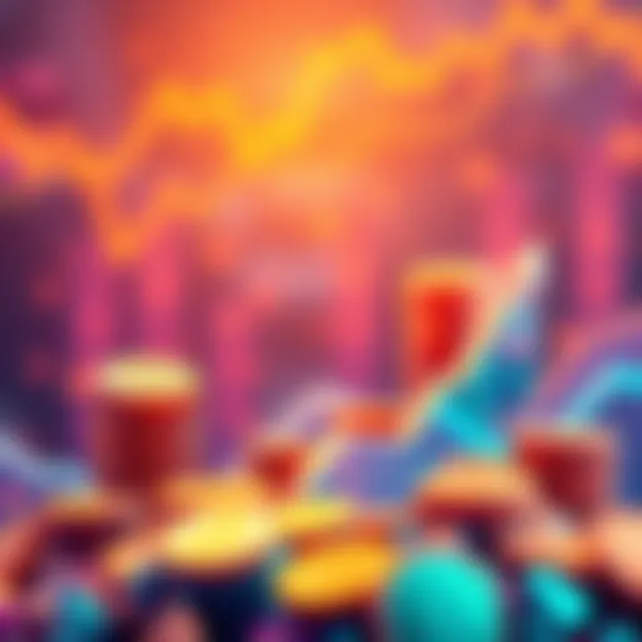 Illustration showing rising cryptocurrency coins with a graph pointing upwards, symbolizing potential gains by 2026.