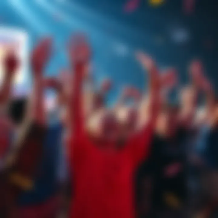 A group of people cheering and celebrating together, showing enthusiasm for recent trends and events