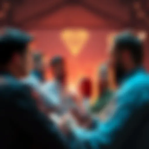 Group of people discussing cryptocurrency trends and investment opportunities