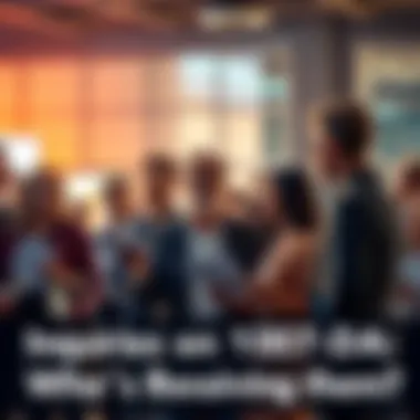 A group of people engaged in a conversation about 1099-DA forms, with documents in hand and concerned expressions on their faces.