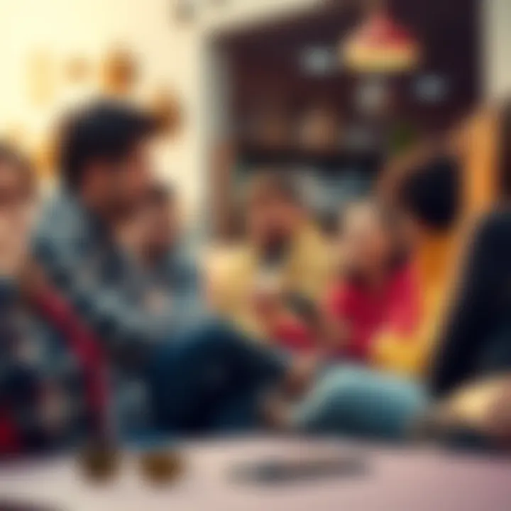 Group of people sharing their experiences about an app's payout capabilities in a casual setting