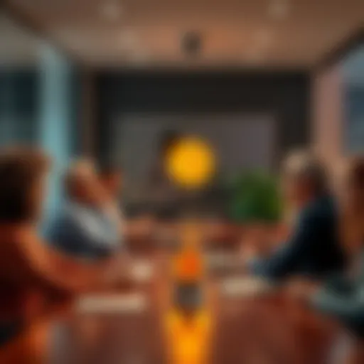 A group of people sitting around a table, engaging in a friendly discussion about Bitcoin and cryptocurrencies, showing diverse opinions.