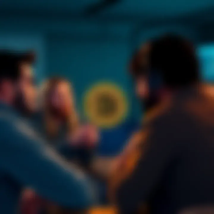 A group of people sharing their experiences about when they first learned about Bitcoin in a casual setting.