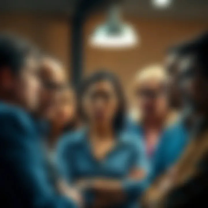 A group of people engaged in a serious discussion, showing expressions of skepticism and concern regarding the information being shared.