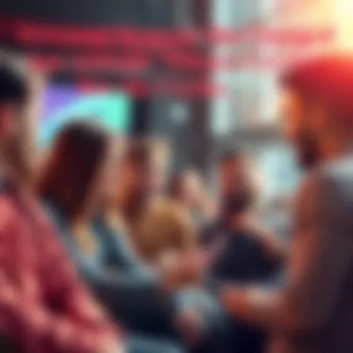 Group of people chatting about cryptocurrency in a casual setting, expressing interest and excitement