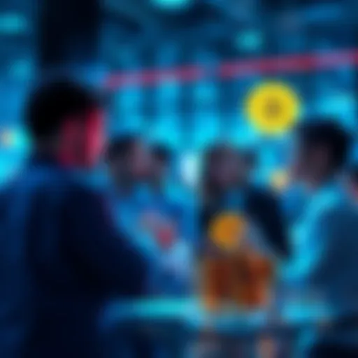 Group of people engaged in a discussion about cryptocurrency investment options