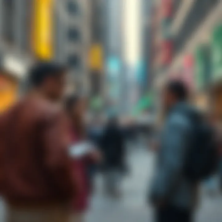 People discussing David X Crypto on the street Group of people engaged in a conversation about David X Crypto in an urban setting
