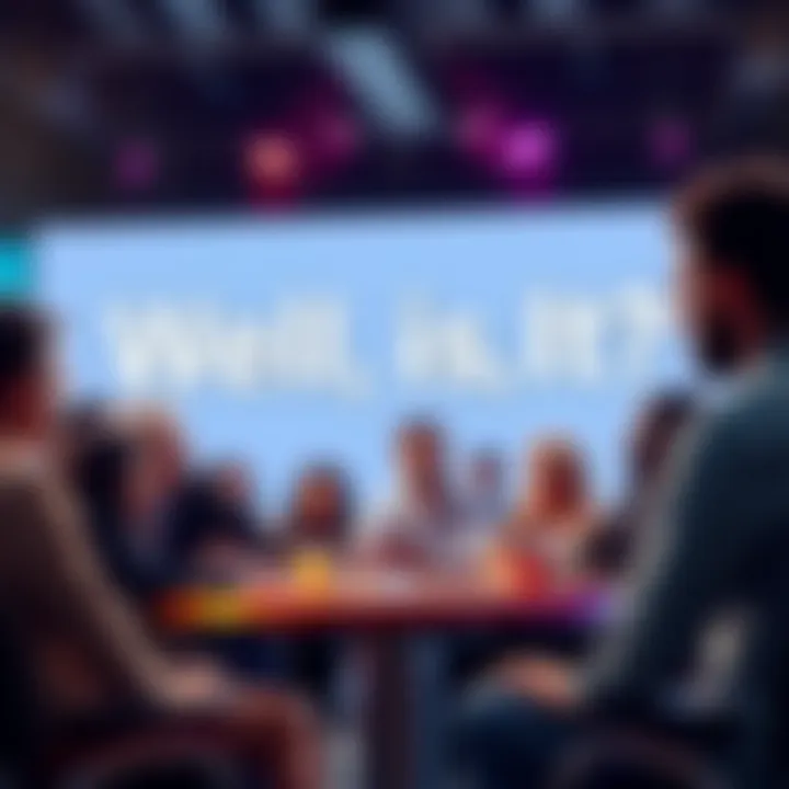 A diverse group of people engaged in a lively discussion about a current debate.