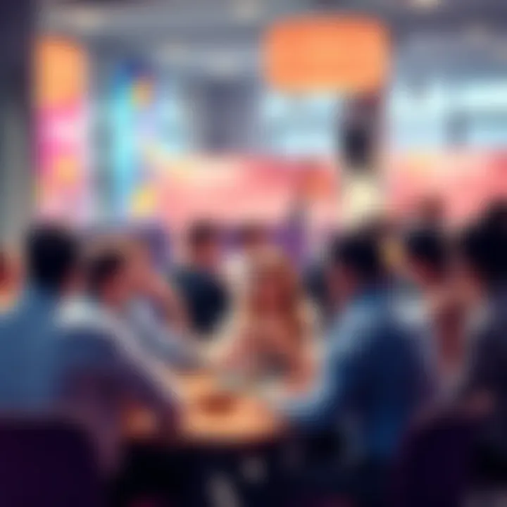 A group of people chatting and enjoying donuts during a discussion