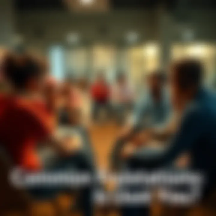 A diverse group of people sitting in a circle, sharing their experiences and frustrations with each other in a friendly discussion