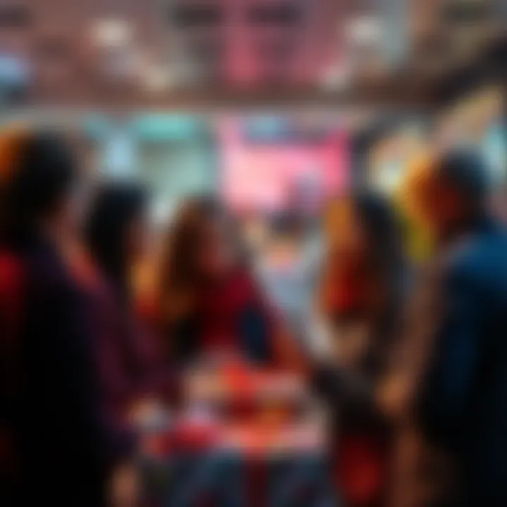 Group of people sharing experiences about redeeming gift cards