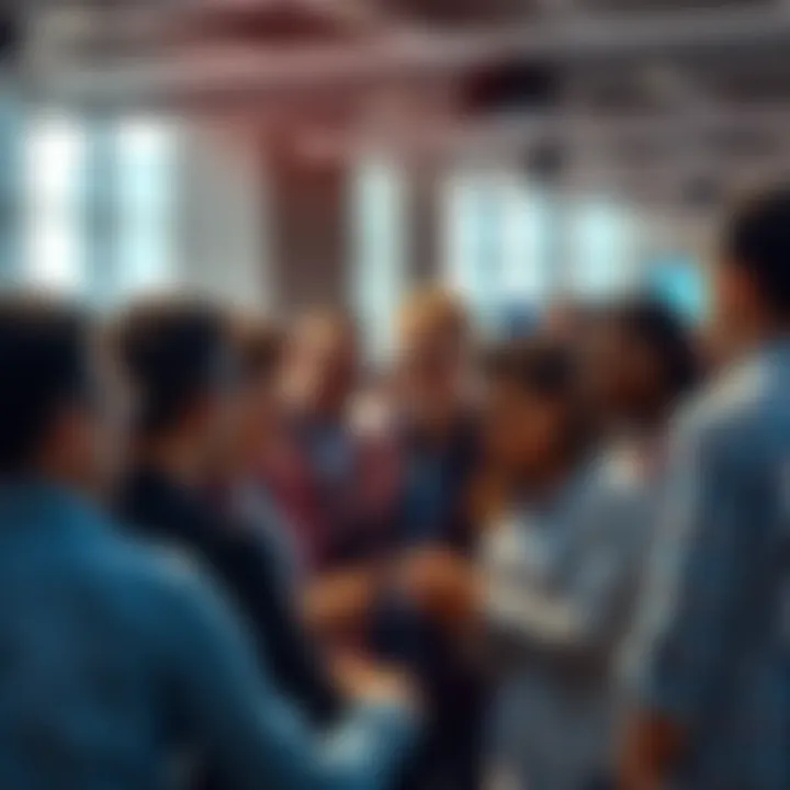 A group of people engaged in conversation about their investment experiences, showcasing resilience in tough times.