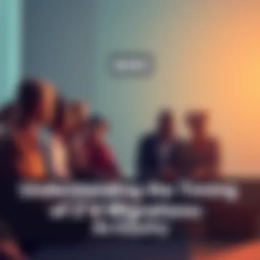 People discussing migration timelines A group of people sitting together, sharing stories and insights about their migration experiences and timelines.