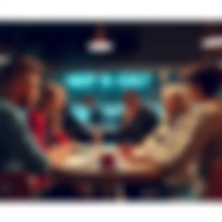 A group of people in a café discussing the Not A Cult movement in 2025, with notebooks and coffee cups on the table.