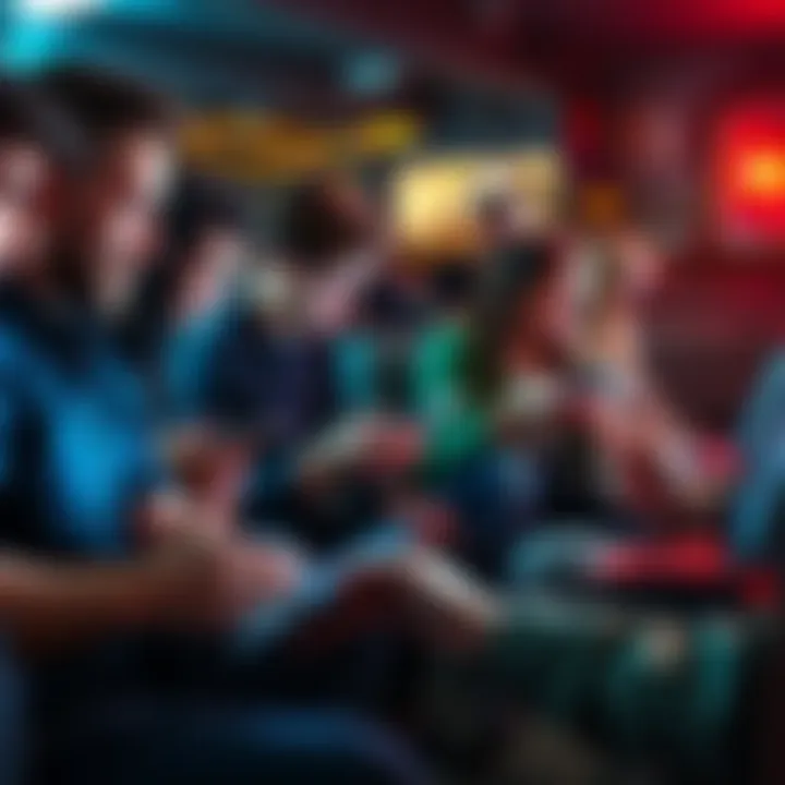 Group of people typing on their devices and sharing fun comments in a lively online thread
