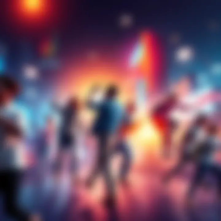 A group of people actively engaging in various activities showcasing growth and opportunity