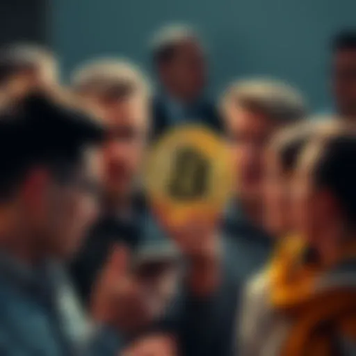 People discussing the new forum criticizing Bitcoin, showing mixed emotions like disbelief and anger.