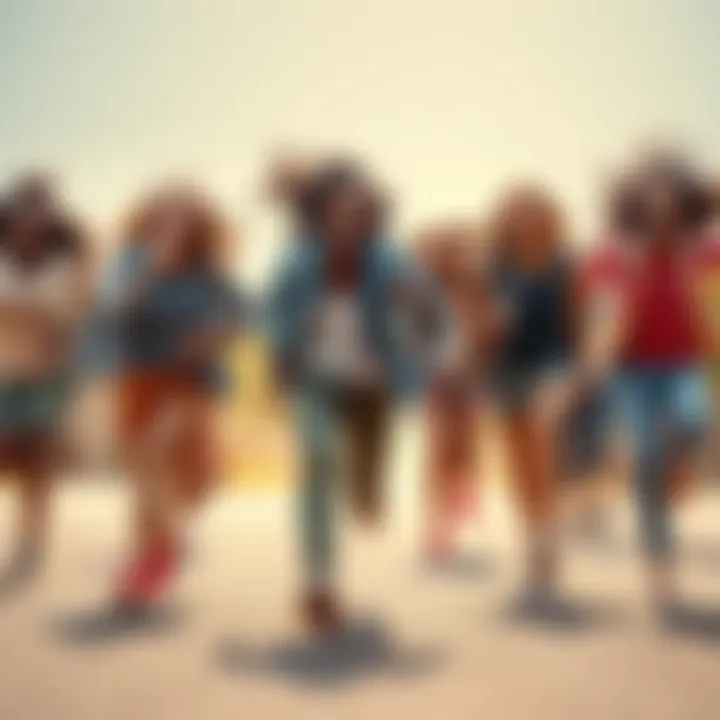 A group of people playfully screaming and running, embracing their fears with laughter.