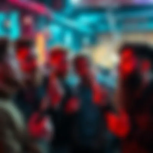 Group of people enjoying different smoking products like cigarettes, vape pens, and herbal pipes in a social setting.