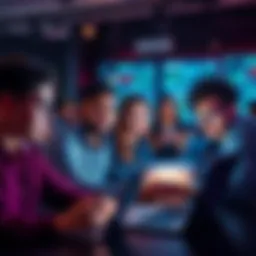 A group of people looking confused while using decentralized finance platforms on their laptops and smartphones.