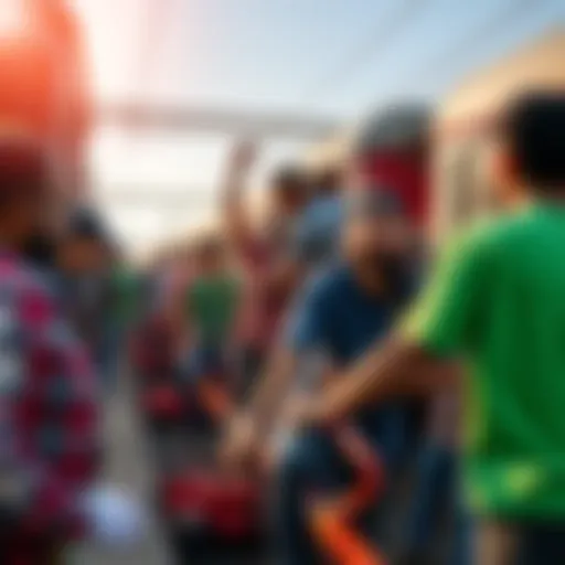 A diverse group of people working together on a community project, showing teamwork and initiative.