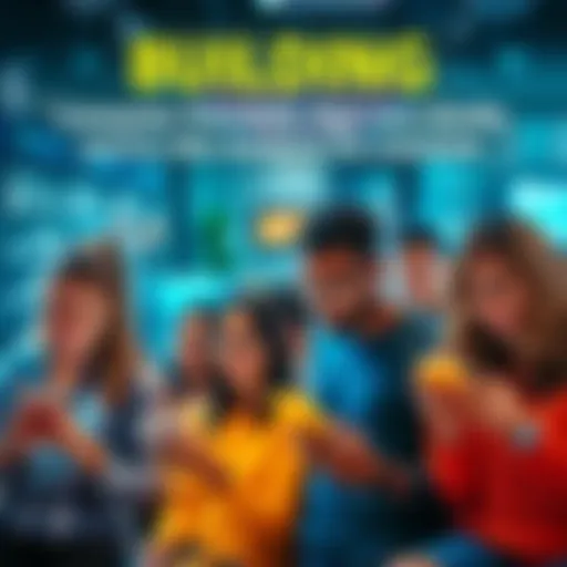 A group of diverse people engaged with user-friendly cryptocurrency applications on their devices in a casual setting.