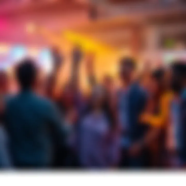 A group of diverse people celebrating and discussing upcoming trends and events for 2025.