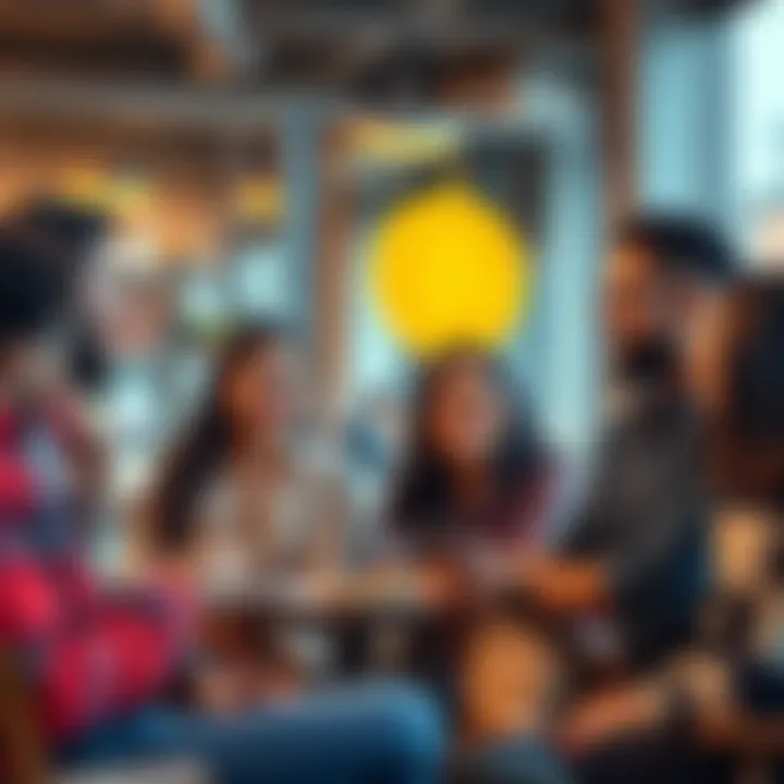 A group of diverse individuals chatting and sharing ideas about Bitcoin in a casual setting, reflecting personal connections to cryptocurrency enthusiasts.