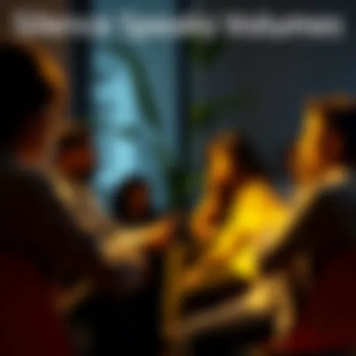 A group of people sitting together in a calm environment, engaging in a thoughtful conversation, expressing concern and connection, with soft lighting and relaxed postures.