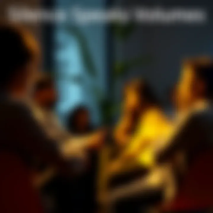 People in conversation during a quiet moment A group of people sitting together in a calm environment, engaging in a thoughtful conversation, expressing concern and connection, with soft lighting and relaxed postures.