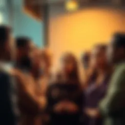 A diverse group of people engaged in a conversation about social, political, and economic challenges, showing expressions of concern and determination.
