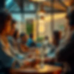 A diverse group of people engaging in a lively discussion about Kaspa in a cozy setting, sharing ideas and opinions.