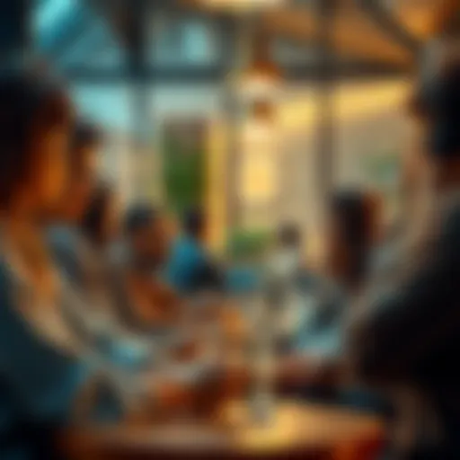 People discussing Kaspa A diverse group of people engaging in a lively discussion about Kaspa in a cozy setting, sharing ideas and opinions.