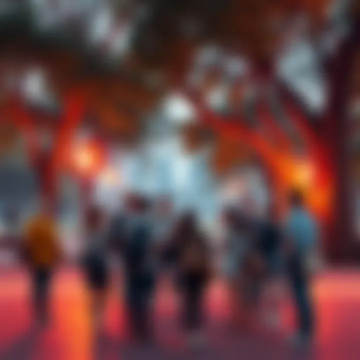 A group of people sharing ideas about future landmarks in a park