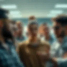 A group of people engaged in a discussion, looking curious and thoughtful, with expressions of concern on their faces.