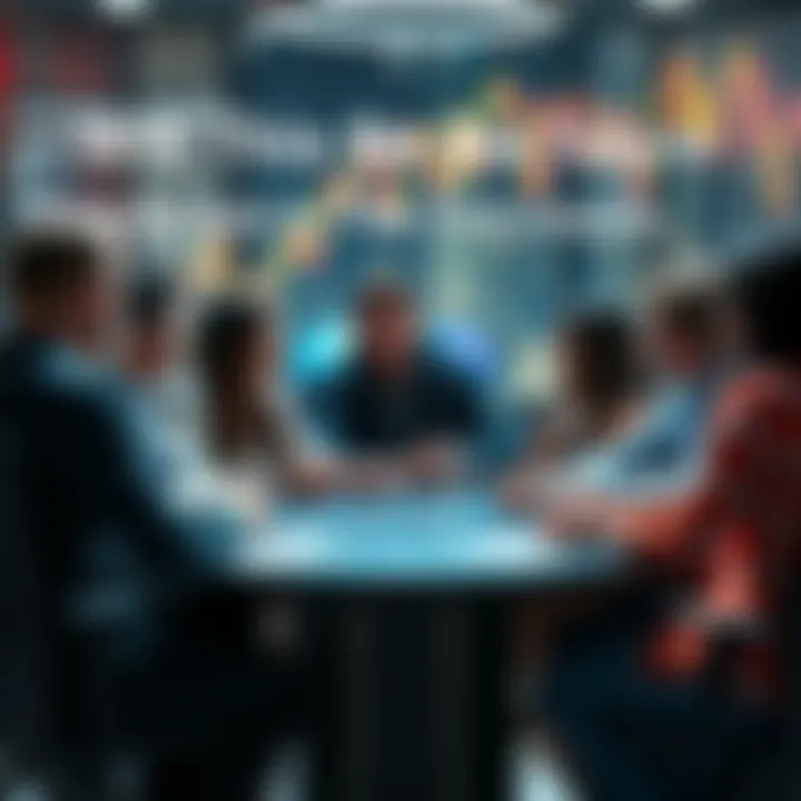 Group of people sharing opinions about future events at a round table