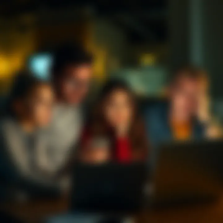 A group of people looking stressed while trying to update information on a smartphone and laptop, showing issues with an app.