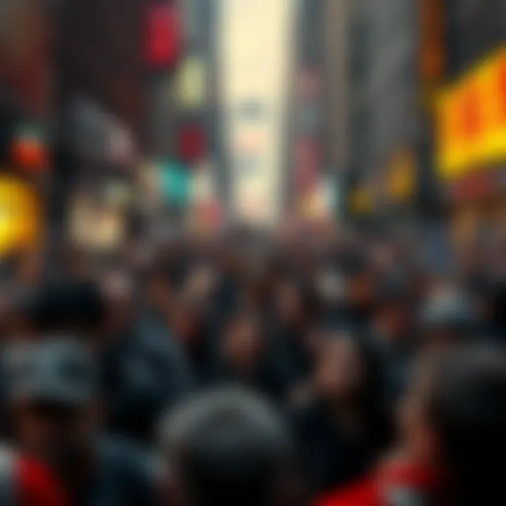 A crowded city street showing people looking worried amid rising costs and protests