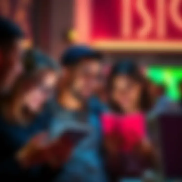 People laughing at poetic expressions A group of people sharing a light moment while reading funny poems on their devices.