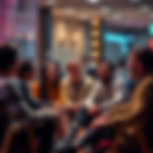 A group of people sitting in a circle, sharing jokes and laughing, creating a lighthearted atmosphere during tough times.