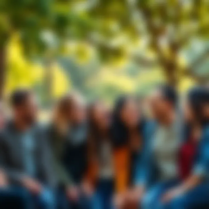 People laughing together A group of friends laughing and enjoying each other's company at a park