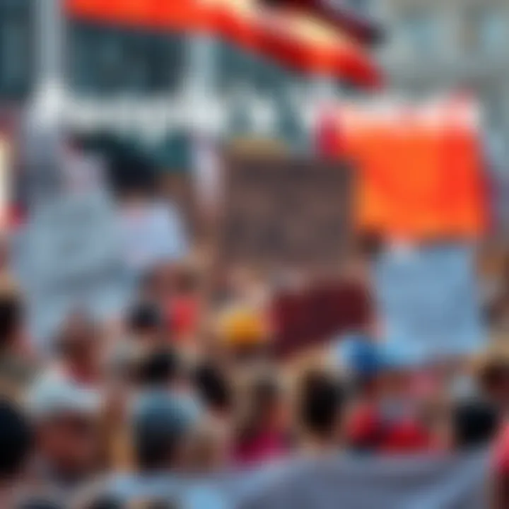 A diverse group of people holding signs and banners at a rally, showing their support for social change in 2026.
