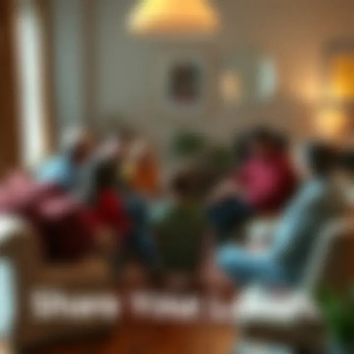 A group of diverse people sitting in a circle, sharing stories about their losses and supporting each other in a warm, inviting setting.