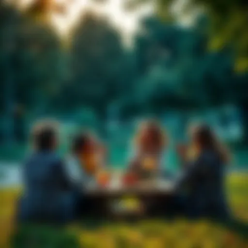 A group of friends enjoying a picnic in a park, engaging in conversation and laughter, highlighting the value of real connections over digital interactions.