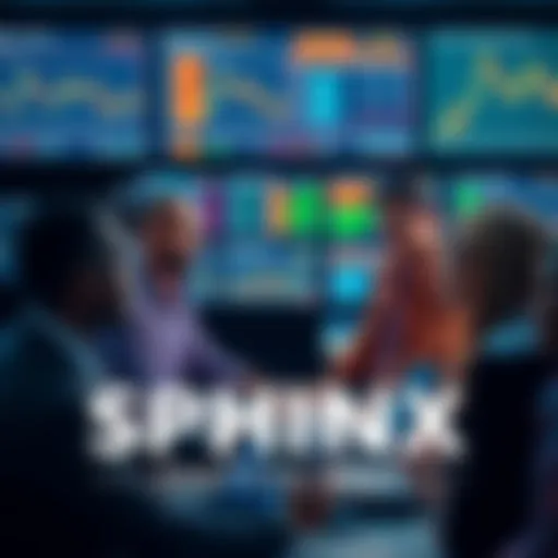 People trading commodities Group of diverse people engaging in commodity trading on screens with graphs and data displays