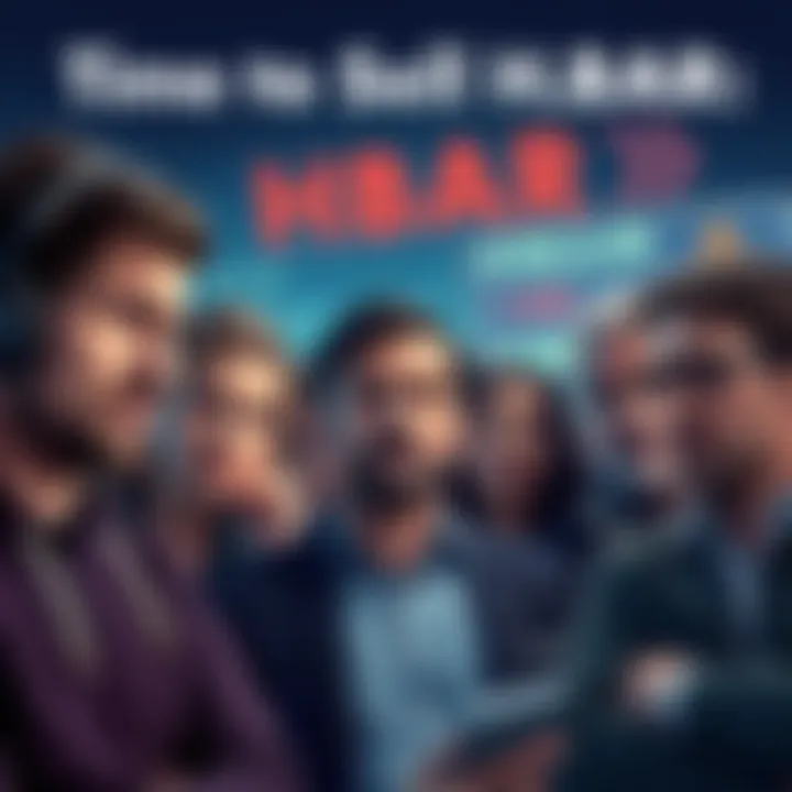 A group of people discussing the potential sell-off of HBAR, showing concern and contemplation on their faces